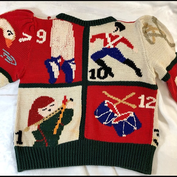 Berek “The 12 Days of Christmas” handmade fine sweater in primary colors